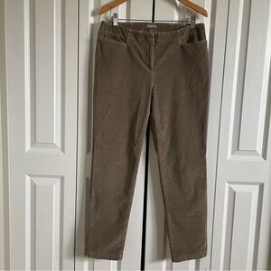 J. Jill Corduroy Pants Womens 10 Chocolate Brown Stretch Straight Preppy Pleated